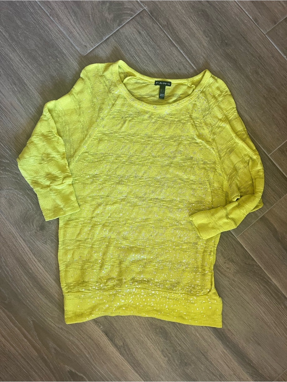 FANG Bright Yellow Crewneck Sparkle Sweater